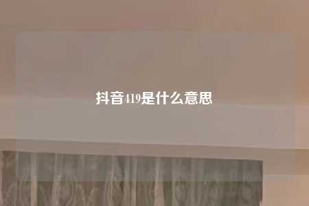 抖音419是什么意思