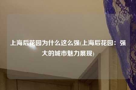 上海后花园为什么这么强(上海后花园：强大的城市魅力展现)