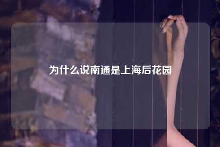为什么说南通是上海后花园